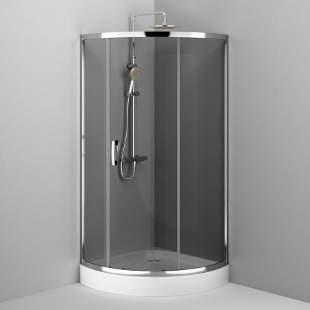 W83G-315-090CG64 Like Solo Slide Душевое ограждение AM.PM 90x90, стекло тонированное, профиль матовый серый