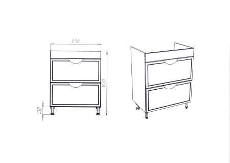 Тумба VIANT "Лима" COMO 70 2 ящика 425х655х820 (VLIM70CO-T2Y)