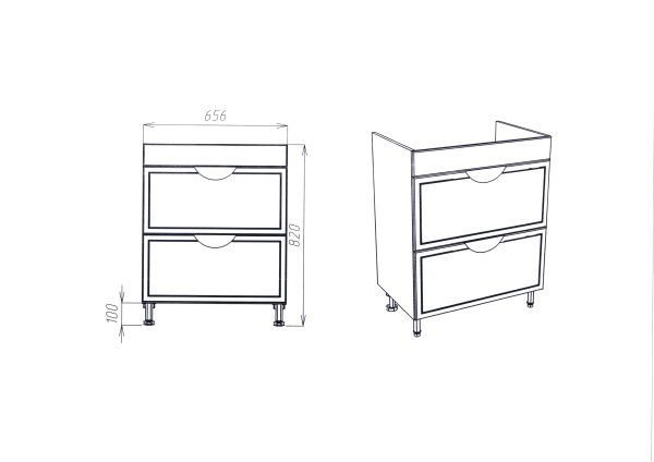 Тумба VIANT "Лима" COMO 70 2 ящика 425х655х820 (VLIM70CO-T2Y)