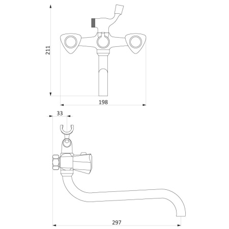 349500000 Object, Смеситель для ванны и душа AM.PM с длинным изливом, душ.гарнитуром