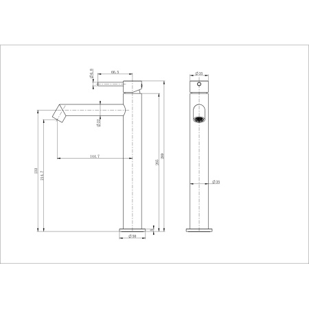 Смеситель для раковины высокий WONZON & WOGHAND, Брашированное золото (WW-H1064-BG)