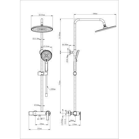 Душевая система WONZON & WOGHAND, Черный матовый (WW-B3517-MB)