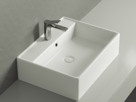 Умывальник чаша накладная прямоугольная Ceramicanova Element 590*450*160мм, Белый, CN6046