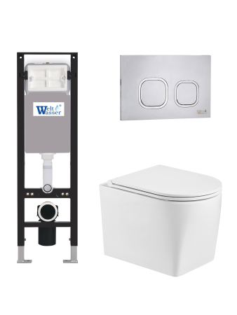 Комплект инсталляции с унитазом Weltwasser AMBERG 350 + NESENBACH 004 GL-WT + AMBERG RD-MT CR