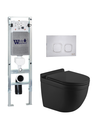 Комплект инсталляции с унитазом Weltwasser AMBERG 350 ST + HEIMBACH 043 MT-BL + AMBERG RD-MT CR