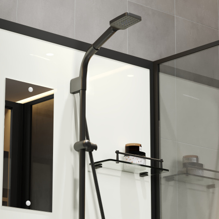 Душевая кабина Niagara Standart ST80/15Q/BL/BK (80х80х200) квадрат,поддон 15см,распашная,проф.черный,без крыши