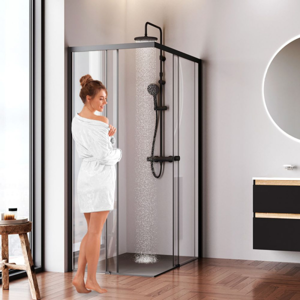 W94G-403-120280-BT1K X-joy Душевое ограждение AM.PM прямоугольное,раздвиж.двери 120x80 черный мат.