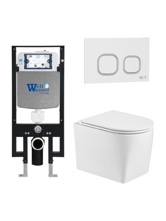 Унитаз с инсталляцией WeltWasser AMBERG 497 + NESENBACH 004 GL-WT + AMBERG RD-WT