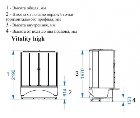 Душевая кабина Domani-Spa Vitality high DS01V1212HWM00 120x120