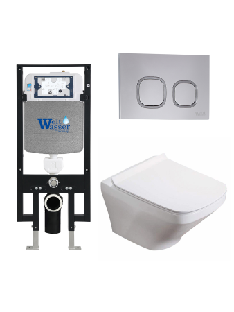 Комплект инсталляции с унитазом Weltwasser AMBERG 497 + HOFBACH 041 GL-WT + AMBERG RD-CR