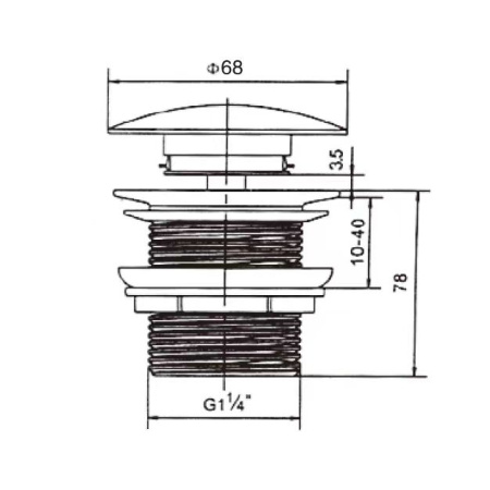 Донный клапан с керамической крышкой Vincea DBS-316, белая крышка, без перелива