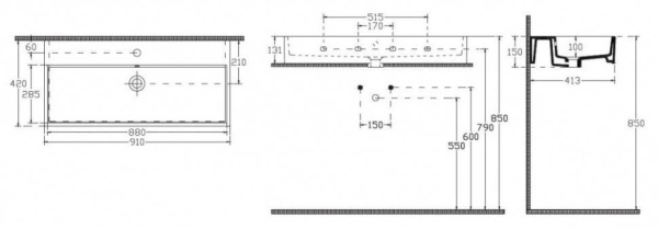 Раковина Isvea Purita 90 см, накладная цвет белый 10PL50090SV