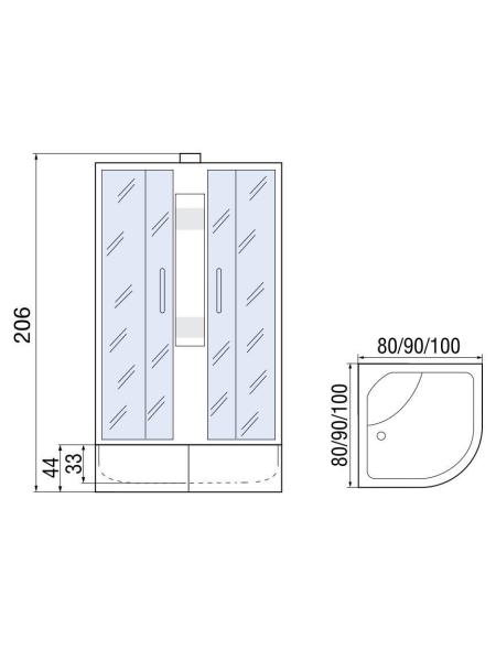 Душевая кабина МОНОМАХ МОНОМАХ Б/К 80/43 С МЗ 800х800х2060мм