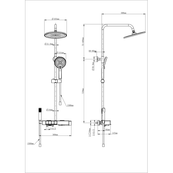 Душевая система с термостатом WONZON & WOGHAND, Хром (WW-B3580-CR)