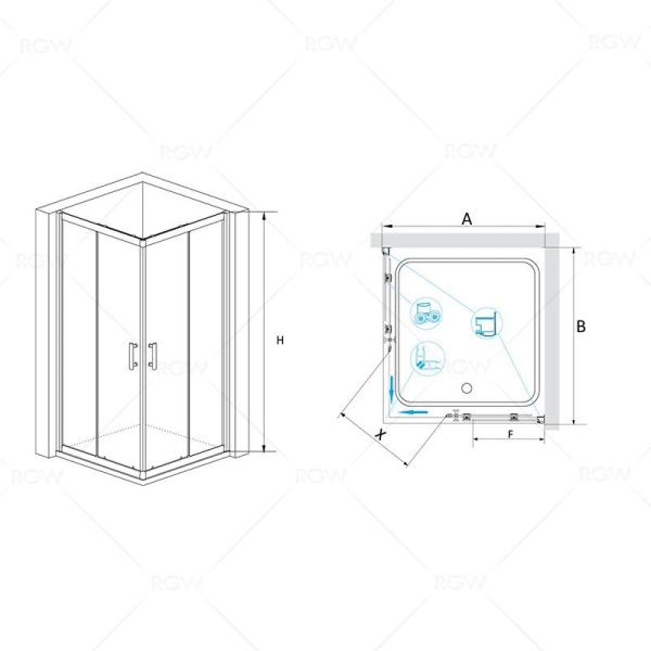 Душевой уголок RGW PA-31 02083199-11 90х90х190 см, хром