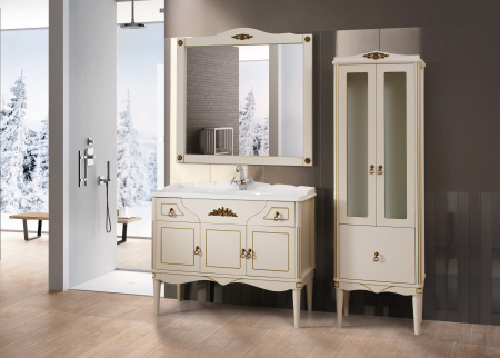 Тумба под умывальник Belux Верди напольная 105-02 Слоновая кость с золотой патиной