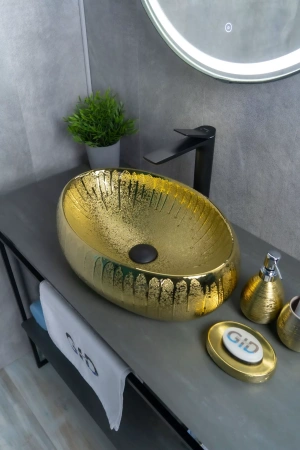 Накладная золотая раковина для ванной Gid 9030g 52234