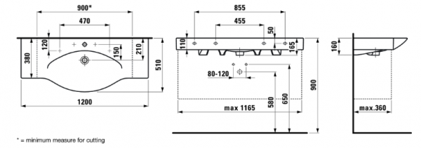 Умывальник Laufen Palace 8117044001041 120x51x11