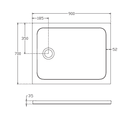 Душевой поддон 900х700 ISVEA прямоугольный цвет антрацит матовый 10DT97364-42C