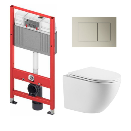 Комплект инсталляции TECEbase kit 9400401 с кнопкой Tecenow 9240418 с унитазом WeltWasser WW MERZBACH 043 GL-WT