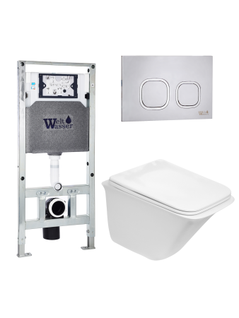 Комплект инсталляции с унитазом Weltwasser AMBERG 506 ST + ROTBACH 004 GL-WT + AMBERG RD-MT CR