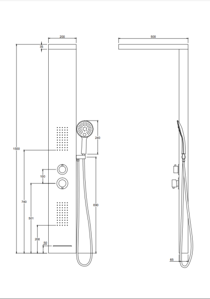 Душевая панель Taliente TA-G-S04C+s прямоугольная настенная