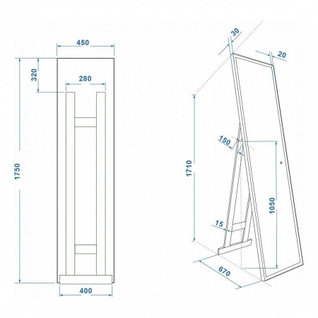 Зеркало Maretti Umbria UM1445175P18EL 45x175 см