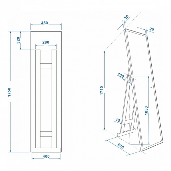 Зеркало Maretti Umbria UM1445175P18EL 45x175 см