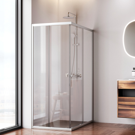 W87G-403-12080-MT Sunny Душевое ограждение AM.PM прямоугольное, раздвижн двери 120x80 серебро,стекло прозрачн