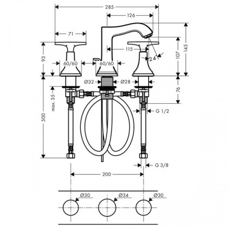 Смеситель для умывальника Hansgrohe Metropol Classic 31306000