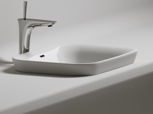 Умывальник прямоугольный встраиваемый сверху в столешницу Ceramicanova Element 580*400*150мм, Белый, CN6041