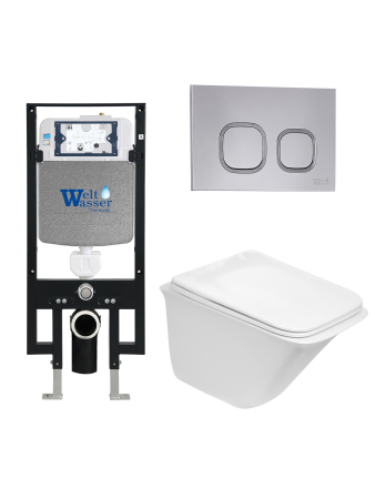 Унитаз с инсталляцией WeltWasser AMBERG 497 + ROTBACH 004 GL-WT + AMBERG RD-CR