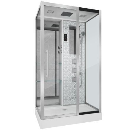 Душевая кабина Niagara Luxe NG-7713WR (82x120х215) низкий поддон(15см),дверь раздвижная,стенки серебро