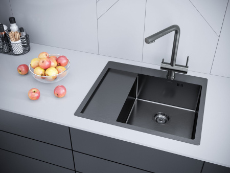 Мойка Paulmark KRONER 59F PM225951-GMR 510х590х200 мм, нержавеющая сталь, вороненая сталь