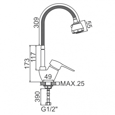 Смеситель для мойки с гибким изливом Ledeme H04 L4304