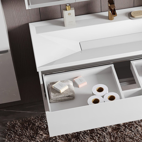 Тумба под умывальник Belux подвесная Фаворит 100-02, белый глянцевый