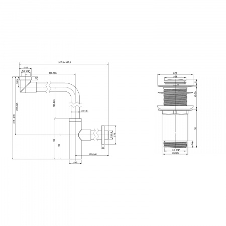 Набор 2 в 1 Wellsee Drainage System 182125002, сифон для раковины, донный клапан, матовый черный