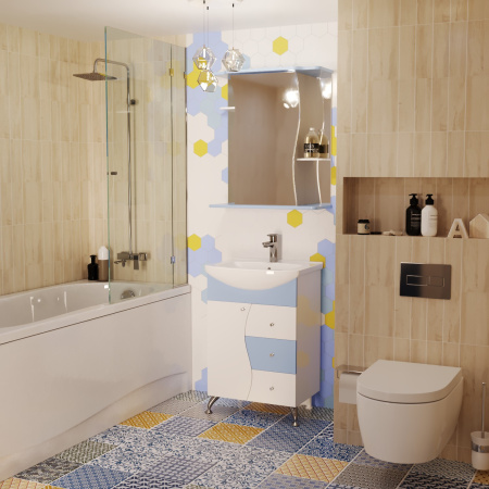 Тумба д/ванной MIXLINE "ВЕНЕЦИЯ-60" голубая под ум.Элеганс-60 (547187)