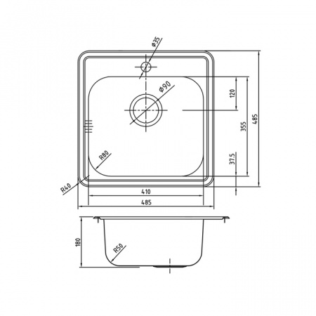 Кухонная мойка IDDIS Strit S STR48P0i77 48.5х48.5