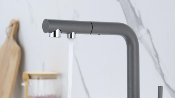 Смеситель для кухни Paulmark SERPENTINE Se213222-GRM, серый металлик