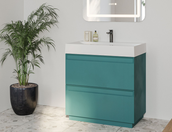 Тумба под умывальник Belux Базель напольный 80-02, Голубой Малахит матовый
