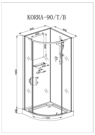 Душевая кабина Cerutti SPA BELLA901B без крыши 90x90x215-225