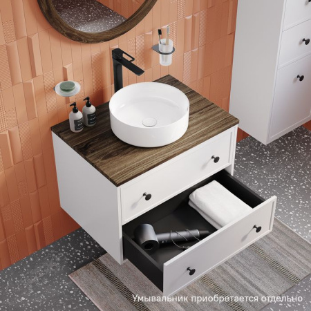 Тумба подвесная со столешницей МДФ, макадамия орех 70 см IDDIS Torr белый матовый (TOR70WMi95K)