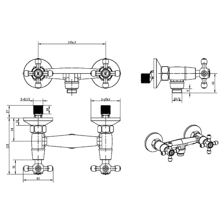 Смеситель для душа Boheme Flora 294-FL Золото