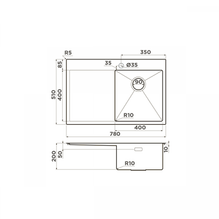 Кухонная мойка Omoikiri Akisame 78-LG-R нержавеющая сталь светлое золото 4973086