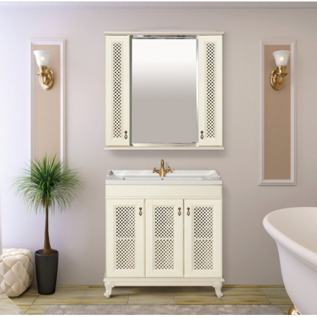 Зеркало-шкаф Misty Вивьен 80 слоновая кость