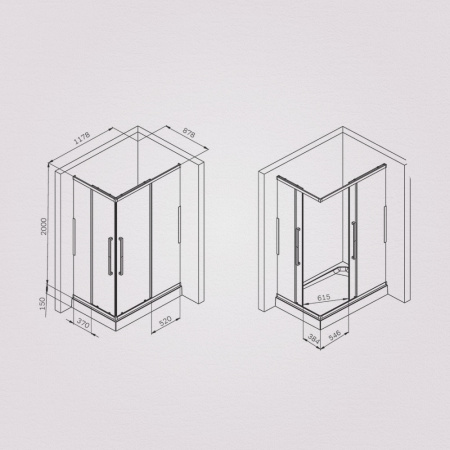 W84G-403-12090-BТ Душевое ограждение AM.PM Func Square Slide 120х90, черный, прозрачное