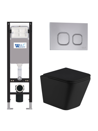 Комплект инсталляции с унитазом Weltwasser AMBERG 350 + GELBACH 043 MT-BL + AMBERG RD-CR