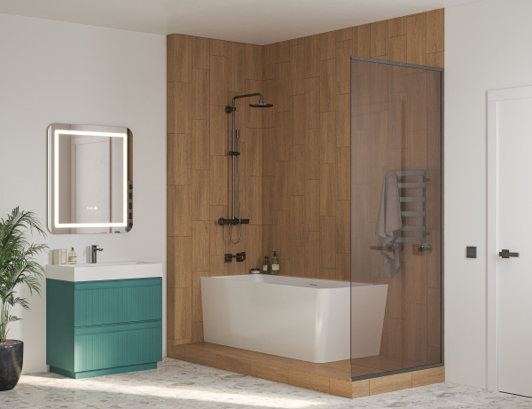 Тумба под умывальник Belux Базель напольный 80-02, Голубой Малахит матовый