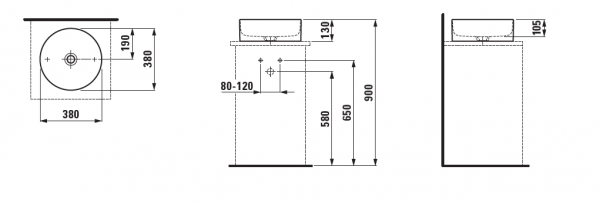 Умывальник Laufen Living SaphirKeramik 8114350001121 38x38x13